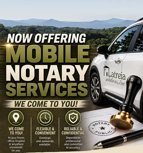 Mobile Notary Services provided by Latreia Solutions